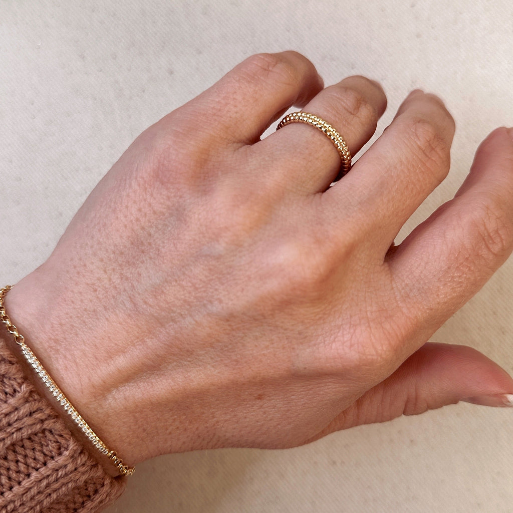 Mondsee 18k Gold Filled Double Beaded Band Ring | 18k Gold Filled Jewelry