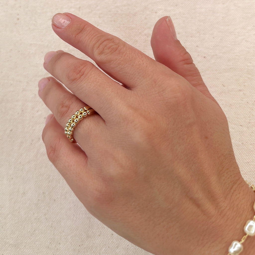 Mondsee Double Beaded Band Ring | 18k Gold Filled Jewelry