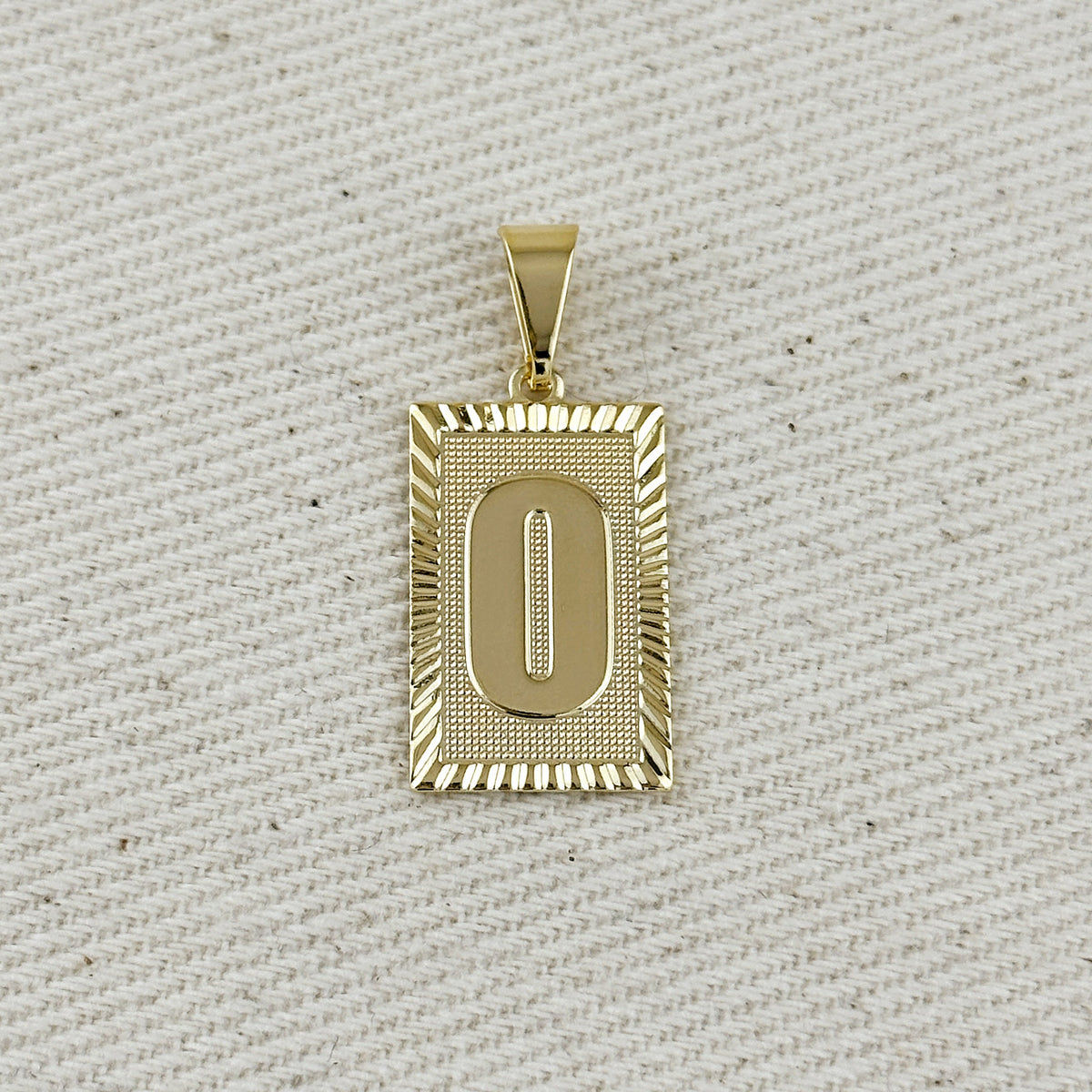 18k Gold Filled Vintage Diamond Cut Initial Plate Pendant – O