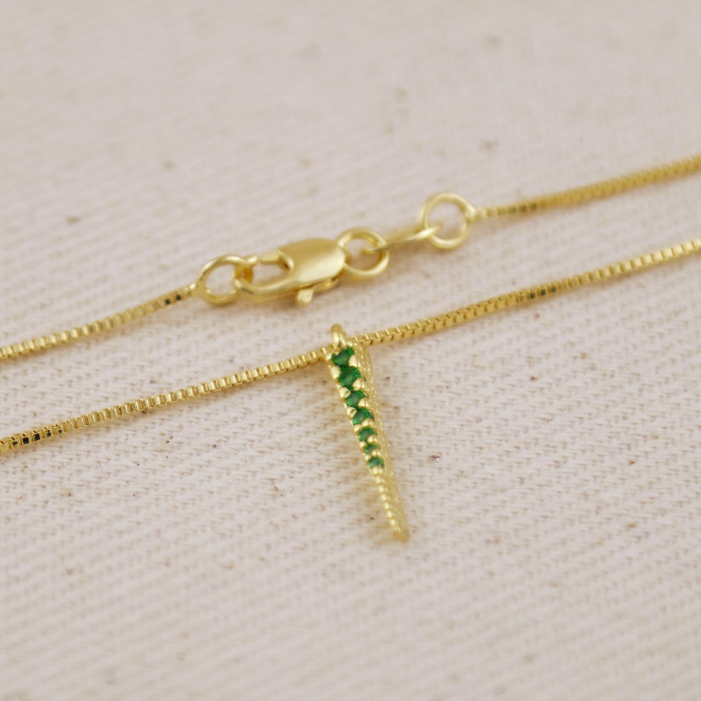 Mondsee 18k Gold Filled Emerald CZ Spear Necklace | 18k Gold Filled Jewelry