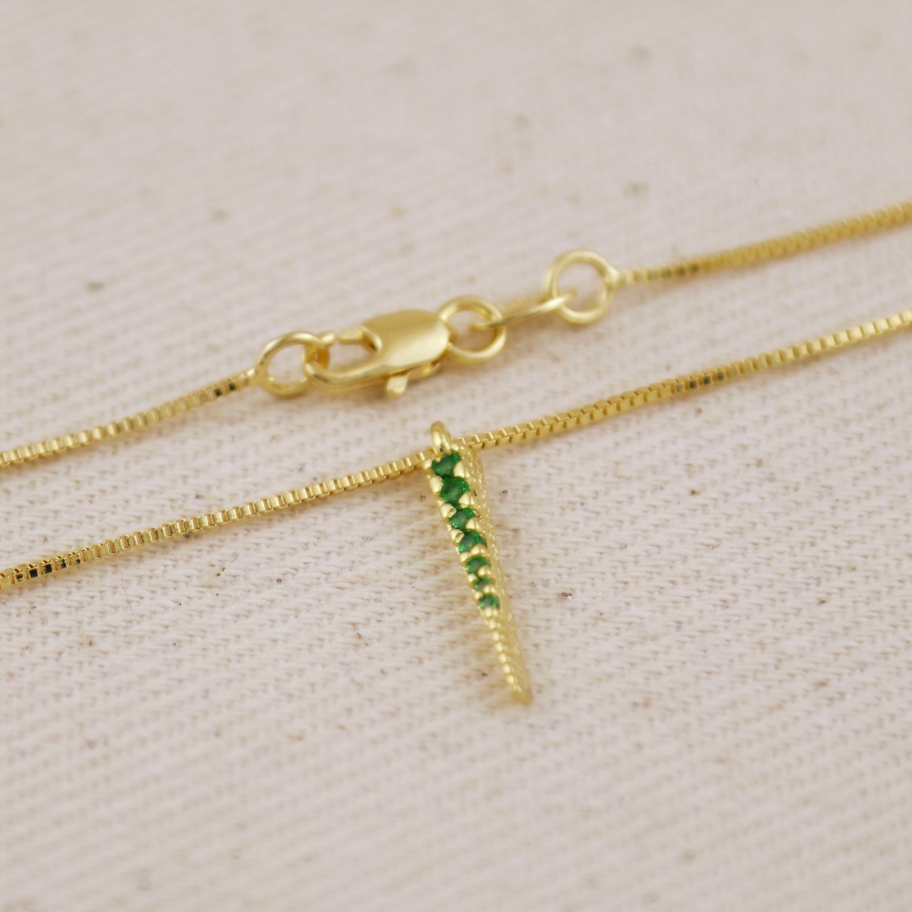 Mondsee 18k Gold Filled Emerald CZ Spear Necklace | 18k Gold Filled Jewelry