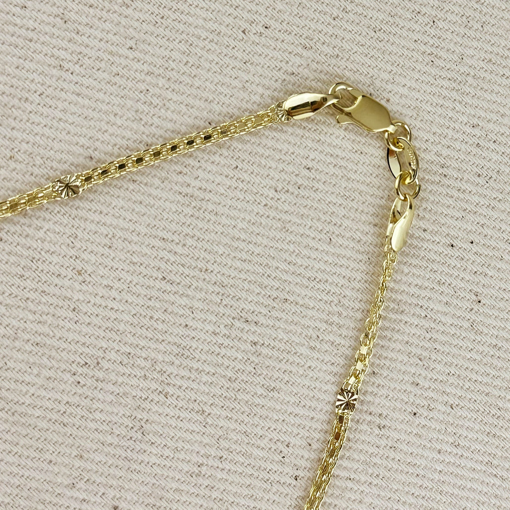 Mondsee 18k Gold Filled 2.5mm Mesh Chain with Diamond Cut Pressed Detail Necklace | 18k Gold Filled Jewelry