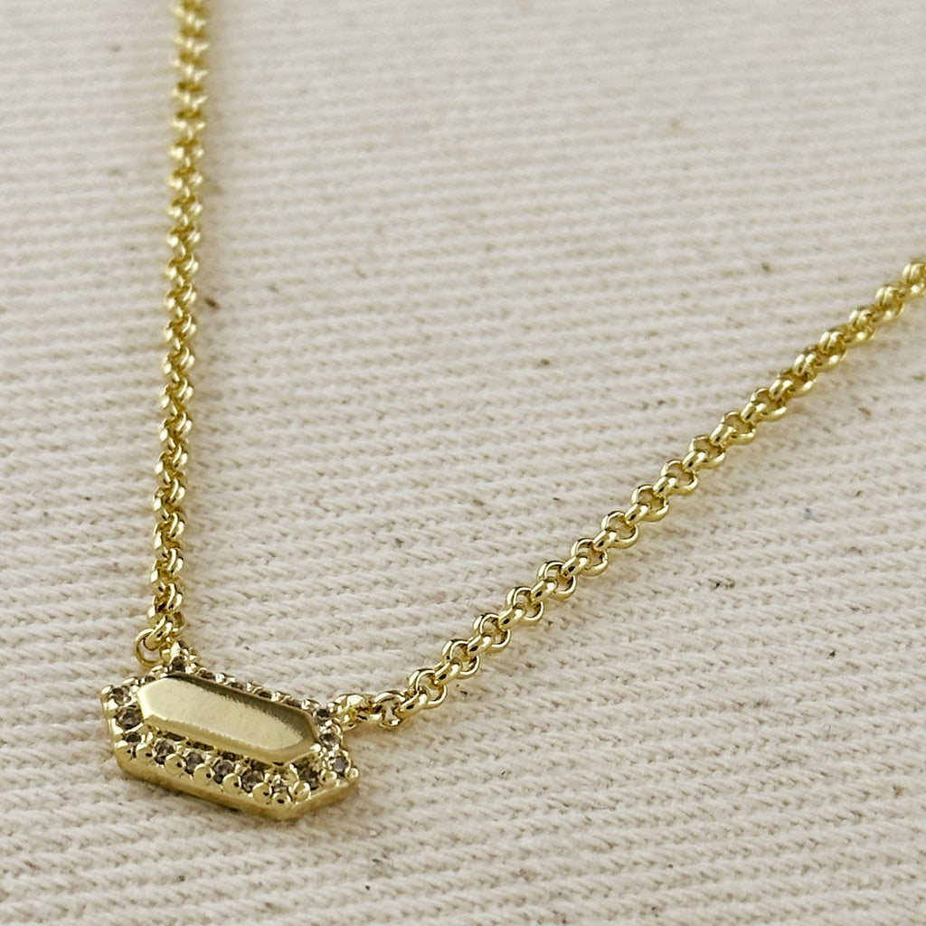 Mondsee 18k Gold Filled Pointed Rectangle Plate Necklace | 18k Gold Filled Jewelry