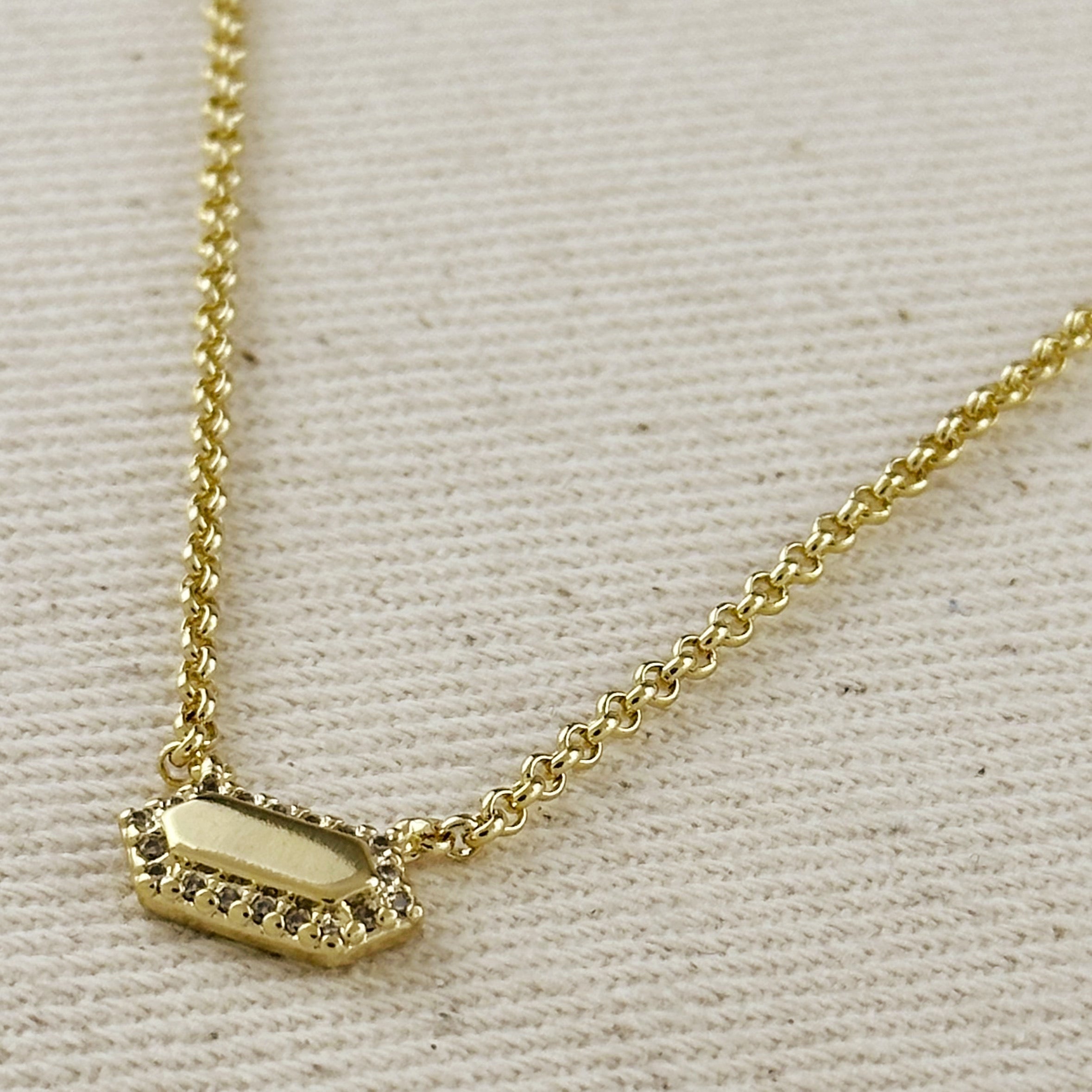 Mondsee 18k Gold Filled Pointed Rectangle Plate Necklace | 18k Gold Filled Jewelry