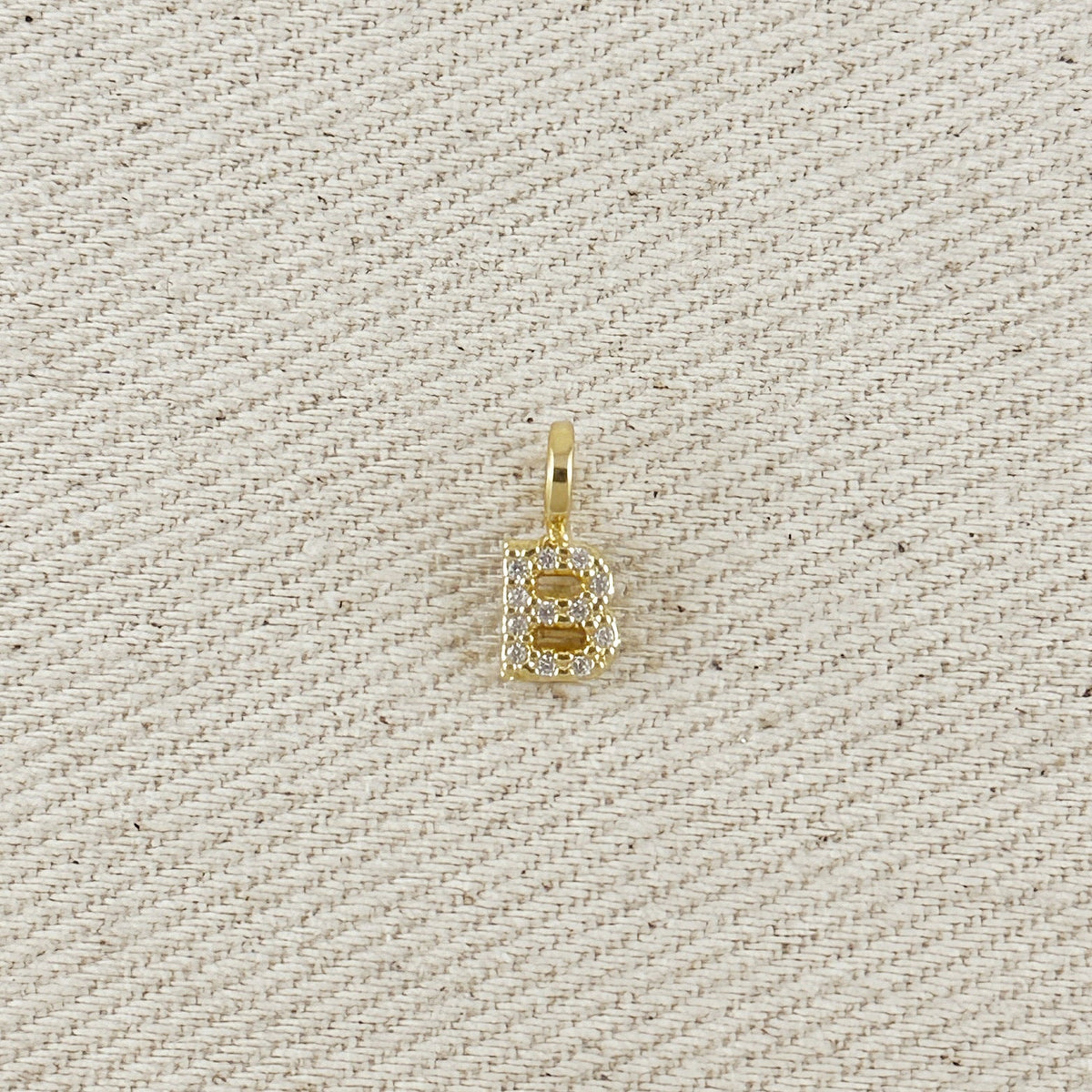 18k Gold filled Micro CZ Initial Letter Charm – B