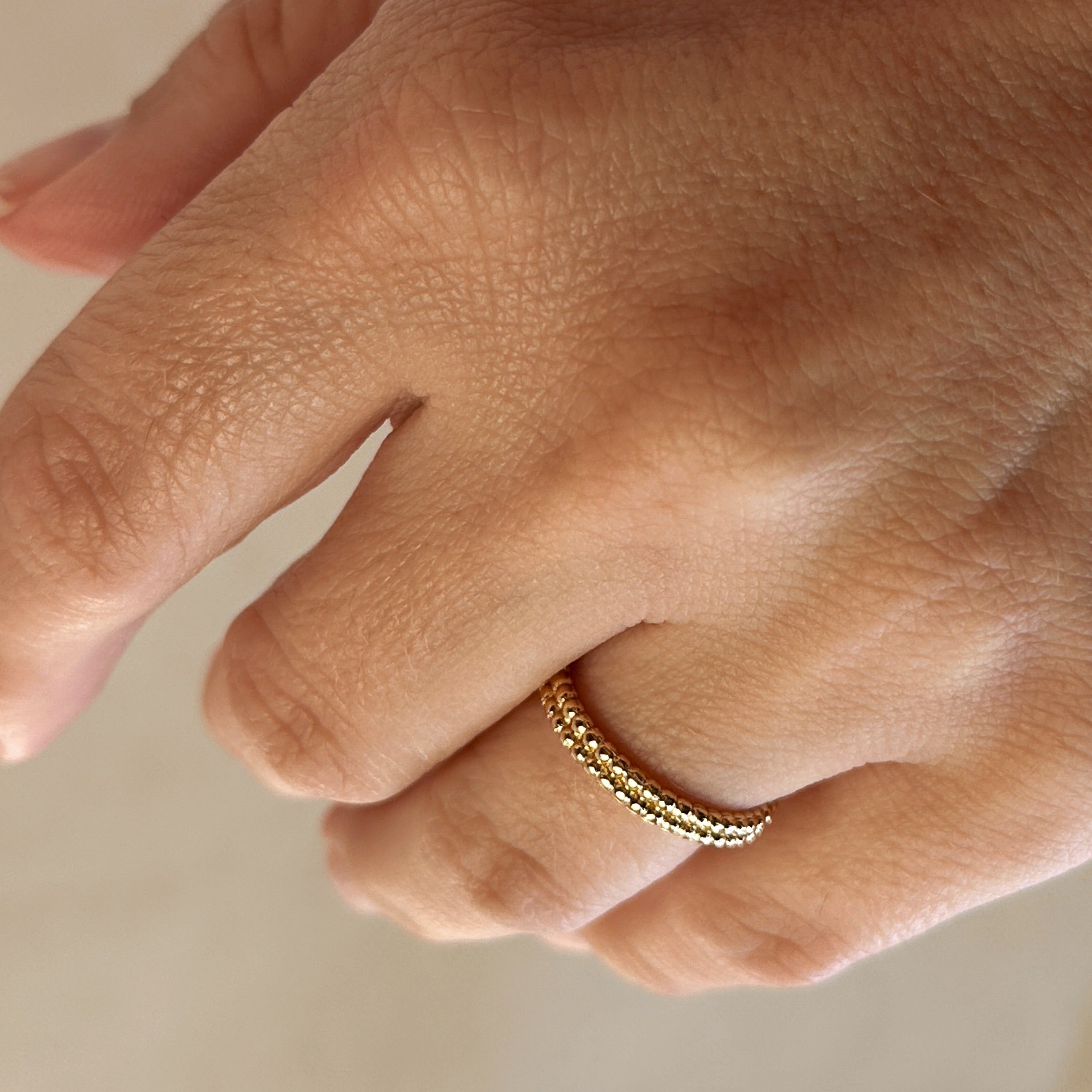 Mondsee 18k Gold Filled Double Beaded Band Ring | 18k Gold Filled Jewelry