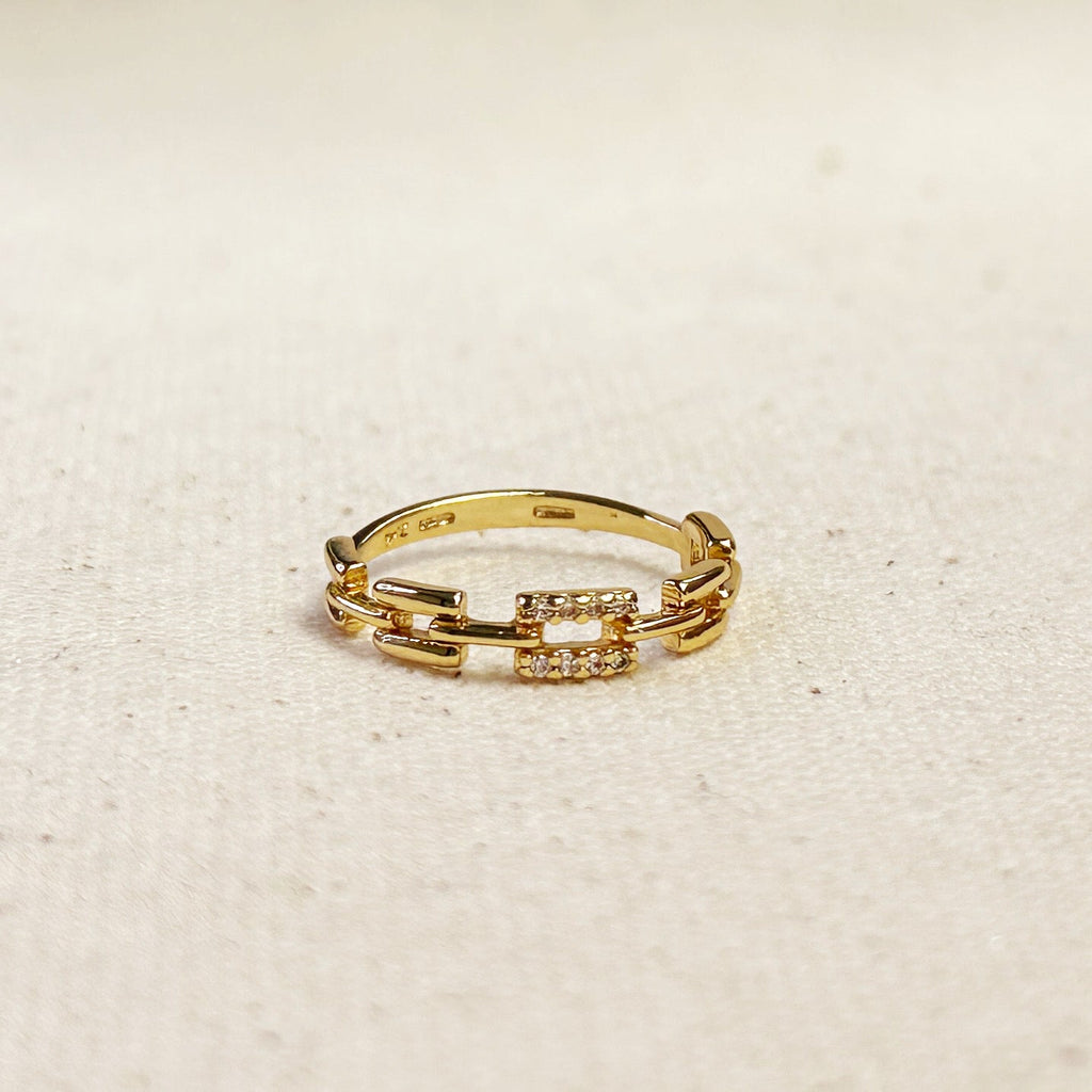 Mondsee 18k Gold Filled Chain Link CZ Ring | 18k Gold Filled Jewelry