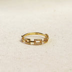Mondsee 18k Gold Filled Chain Link CZ Ring | 18k Gold Filled Jewelry