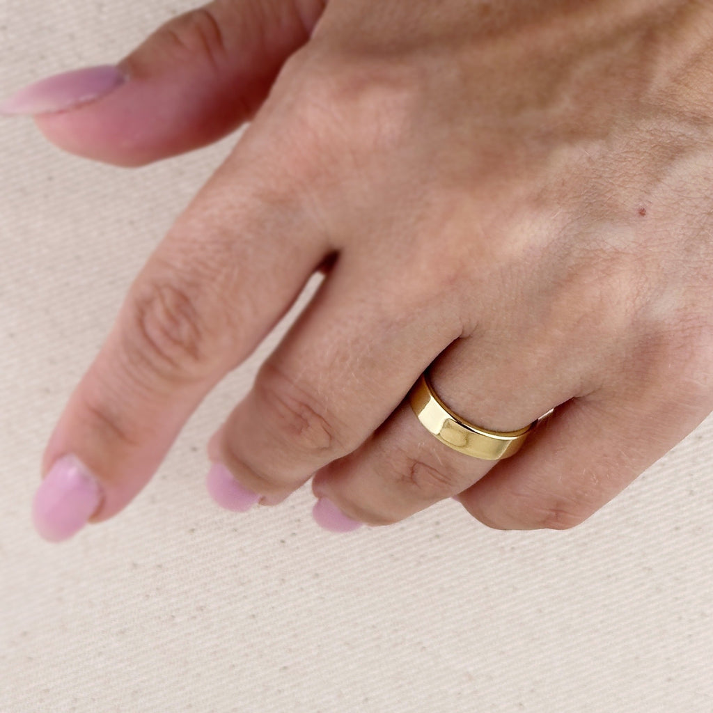 Mondsee 18k Gold Filled Polished Flat Band Ring | 18k Gold Filled Jewelry