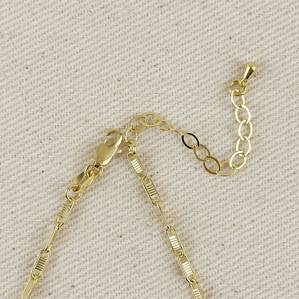 Mondsee 18K Gold Filled Textured Bar Link Necklace | 18k Gold Filled Jewelry