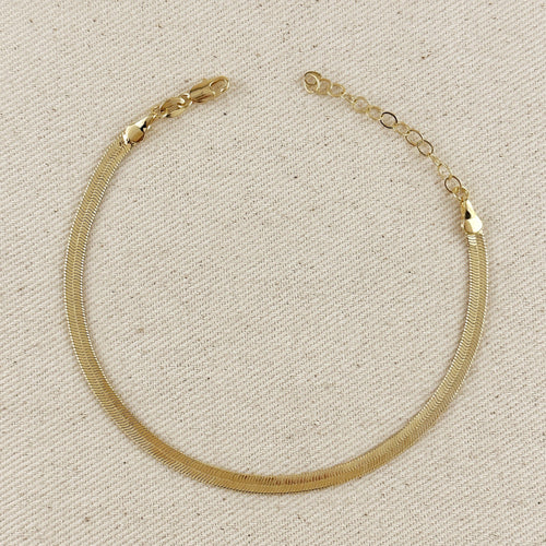 Mondsee 18k Gold Filled 4mm Herringbone Chain Anklet | 18k Gold Filled Jewelry
