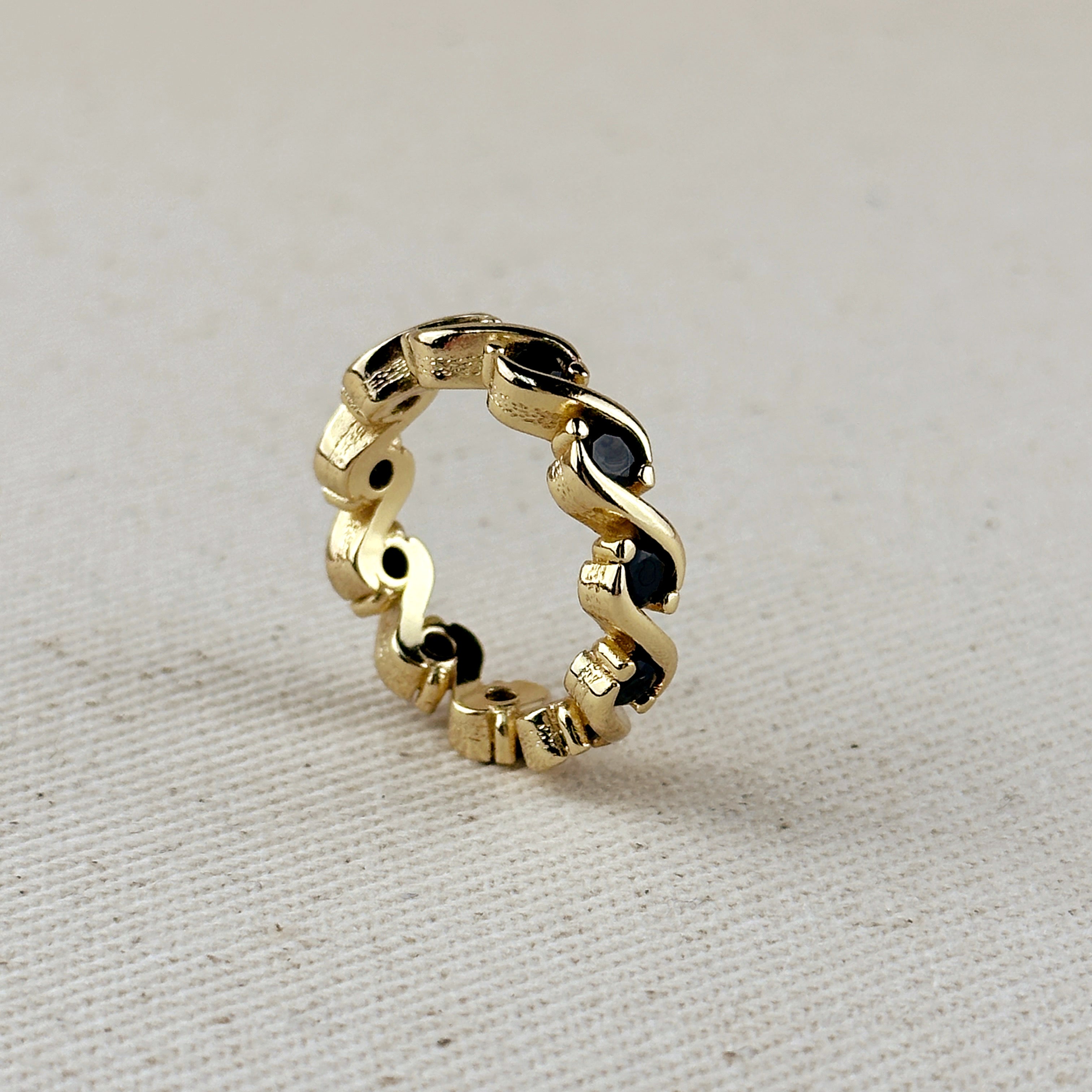 Mondsee 18k Gold Filled Colored CZ Wave Eternity Band Ring | 18k Gold Filled Jewelry