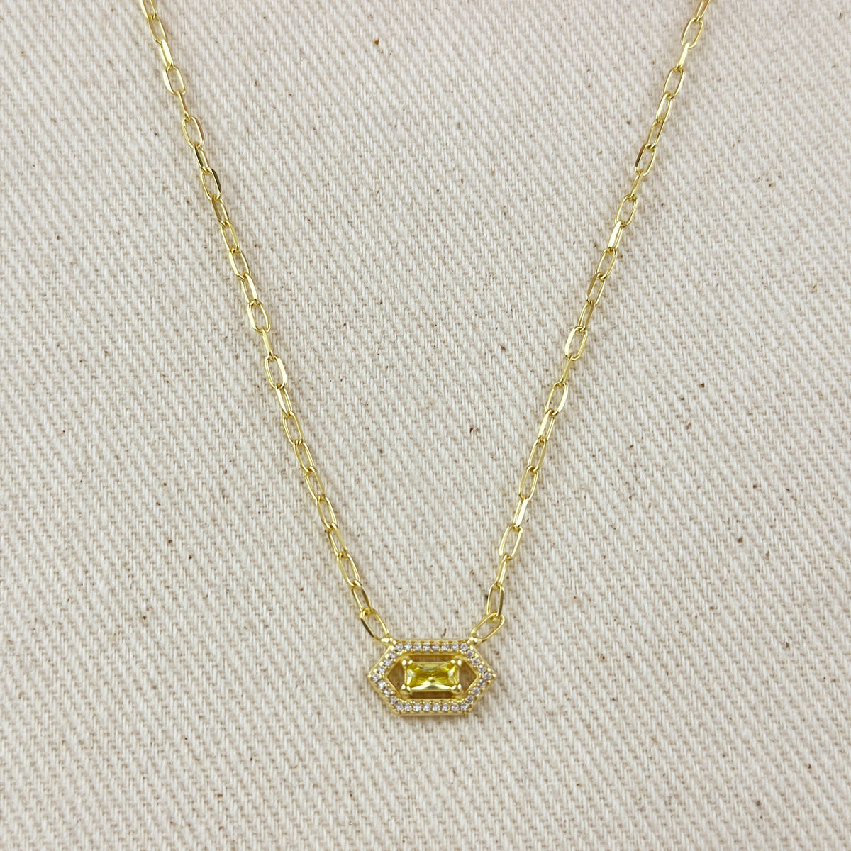 18k Gold Vermeil Fancy Birthstone Baguette Necklace – November