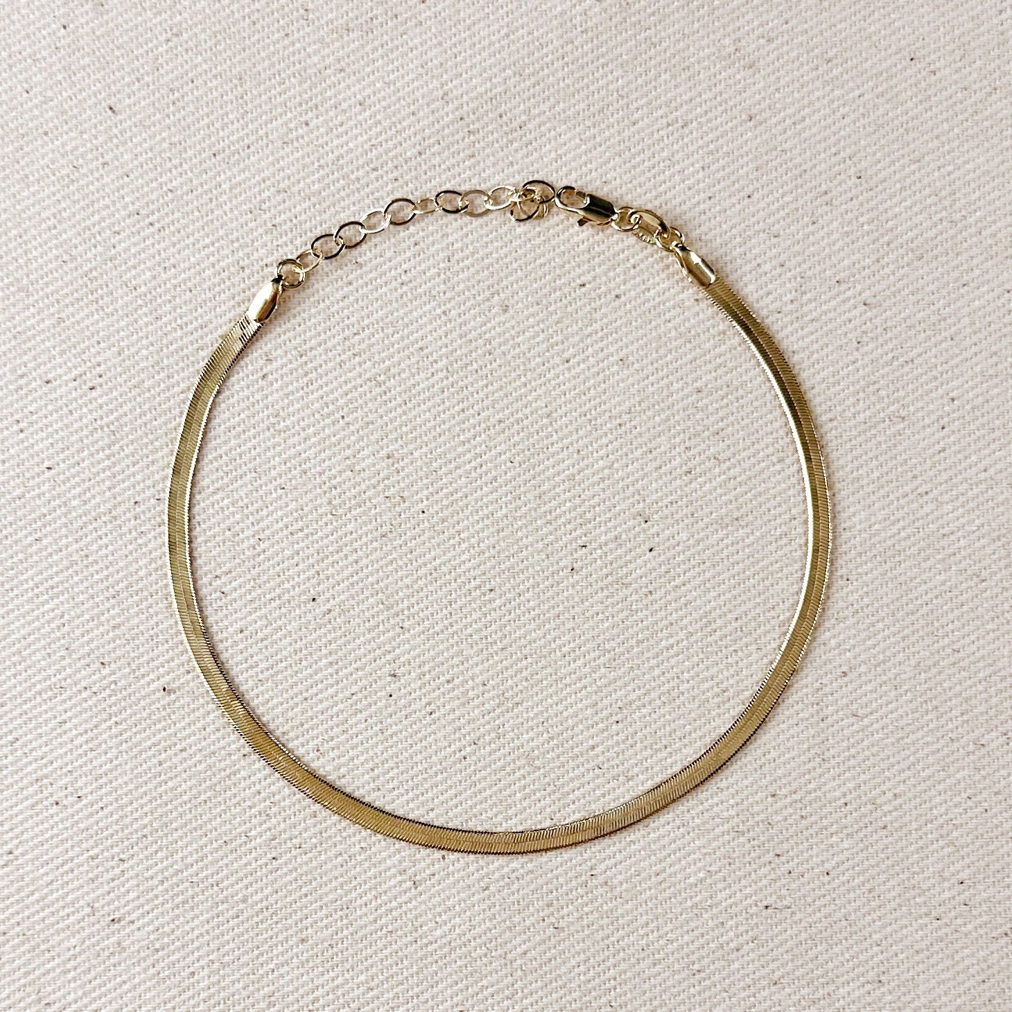 Mondsee 18k Gold Filled 3.0mm Thickness Herringbone Anklet | 18k Gold Filled Jewelry