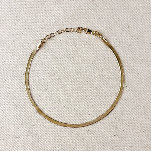 Mondsee 18k Gold Filled 3.0mm Thickness Herringbone Anklet | 18k Gold Filled Jewelry