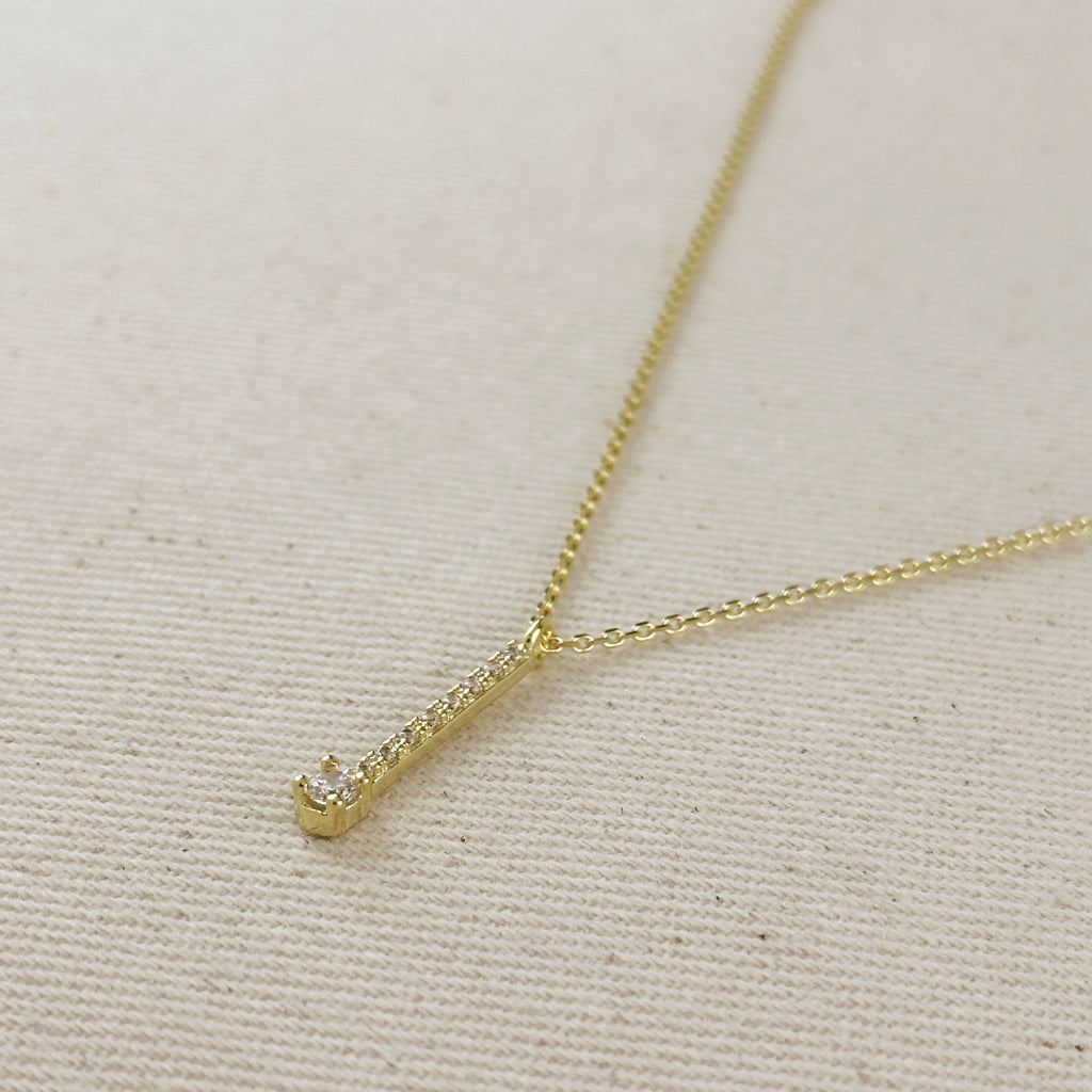 18k Gold Filled Vertical CZ Bar Necklace