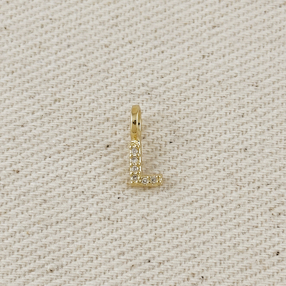 18k Gold filled Micro CZ Initial Letter Charm, view 6