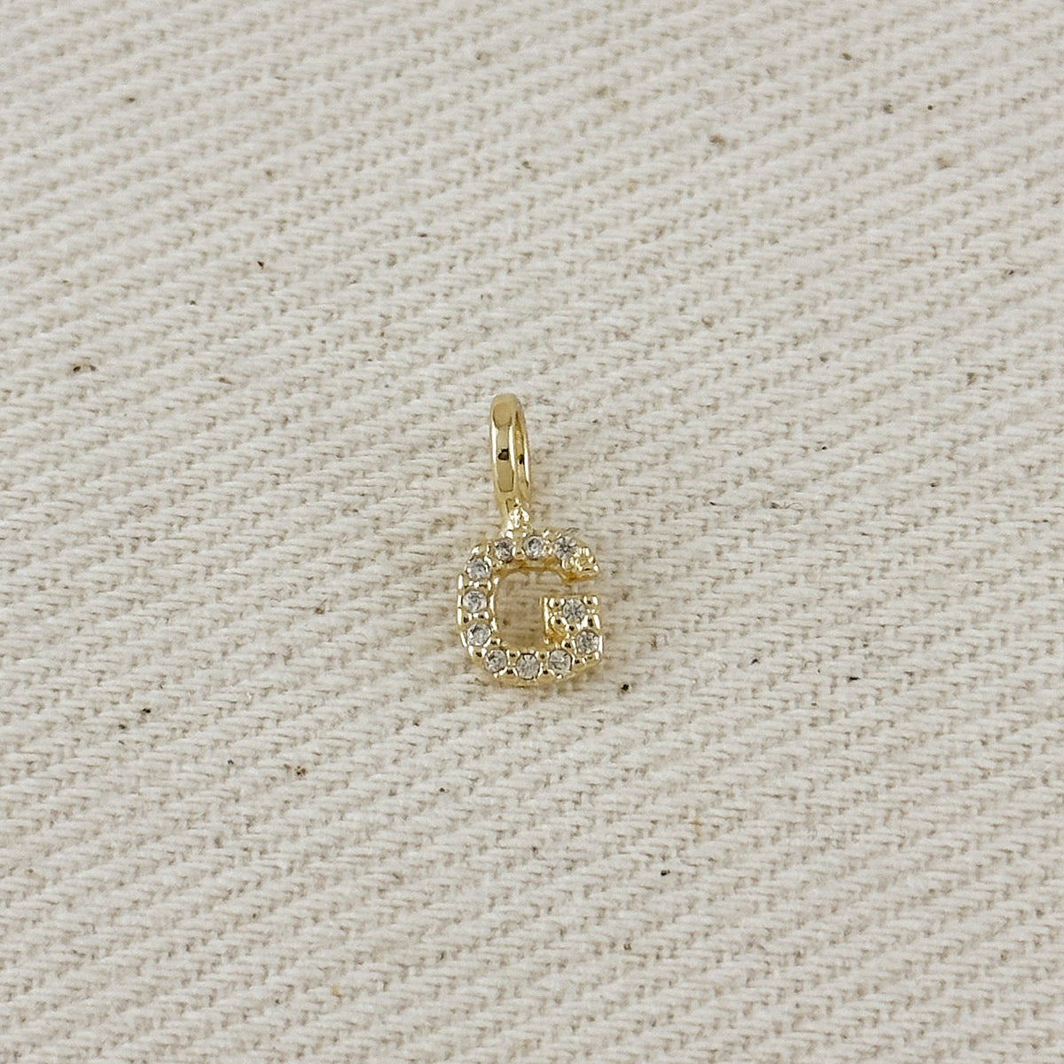 18k Gold filled Micro CZ Initial Letter Charm – G