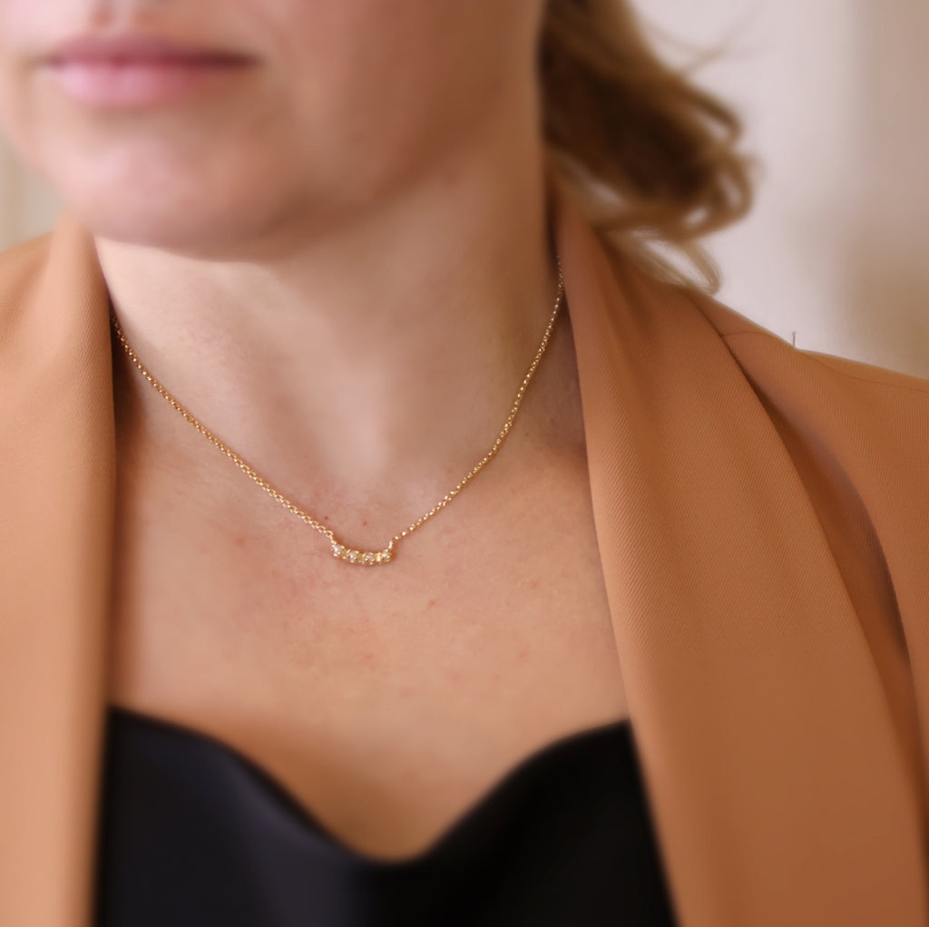 Mondsee 18k Gold Filled Fresh Water Pearl Bar Necklace | 18k Gold Filled Jewelry