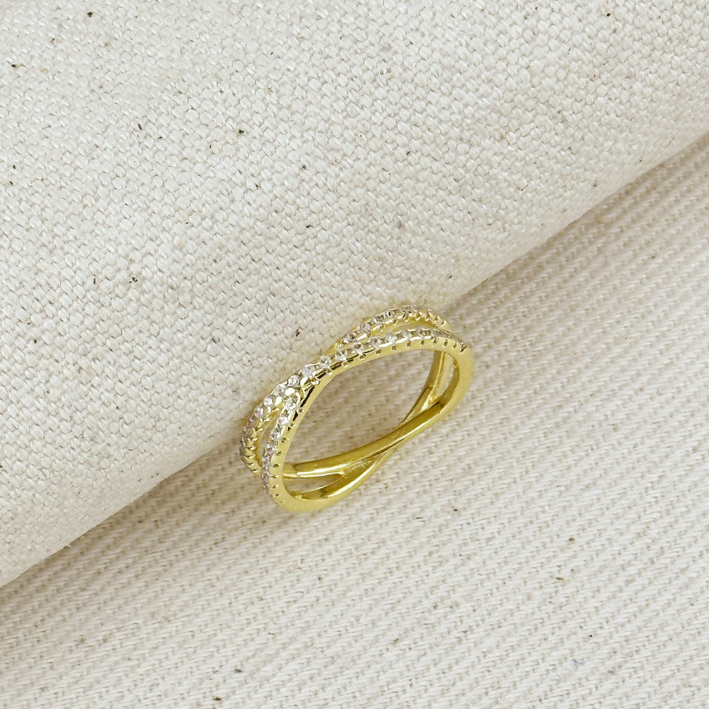 Mondsee 18K Gold Filled CZ X Ring | 18k Gold Filled Jewelry