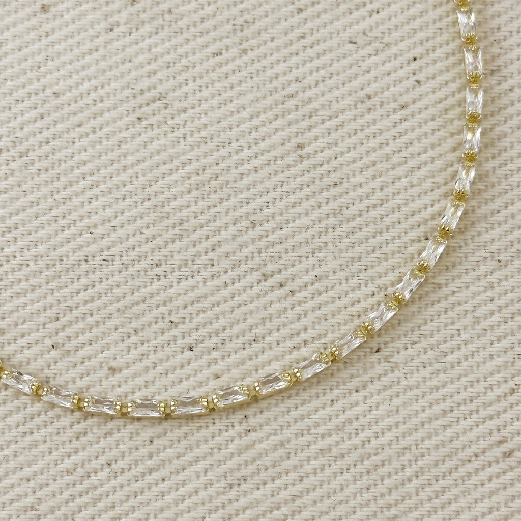 18k Gold Filled 1.5mm CZ Baguette Tennis Bracelet