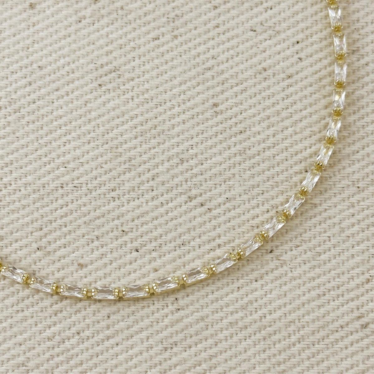18k Gold Filled 1.5mm CZ Baguette Tennis Bracelet