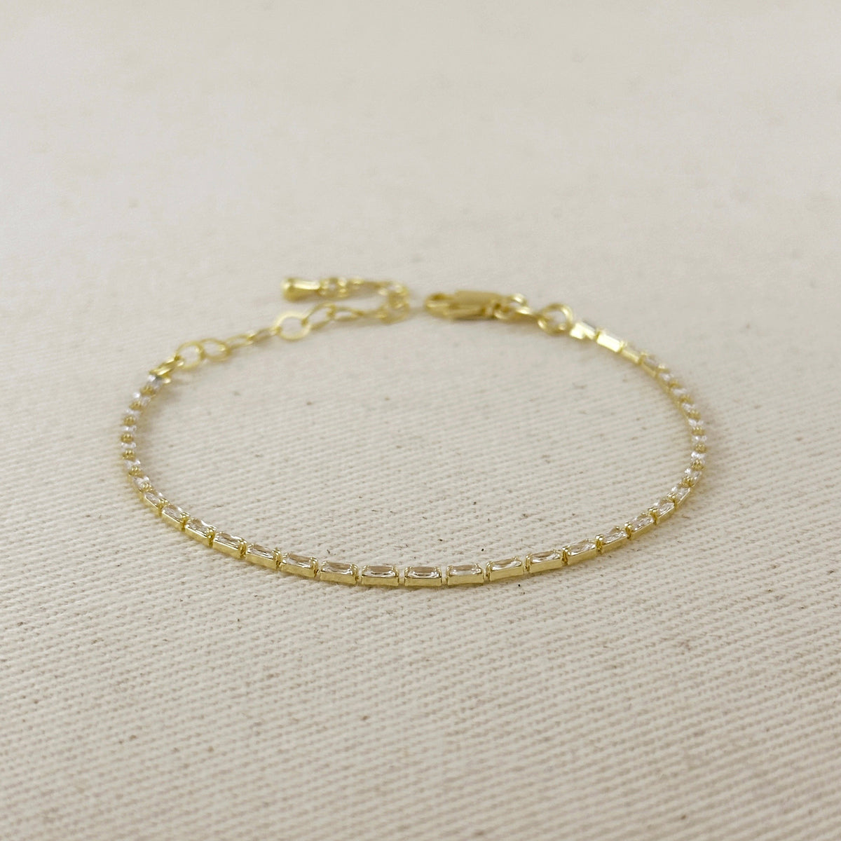 18k Gold Filled 1.5mm CZ Baguette Tennis Bracelet