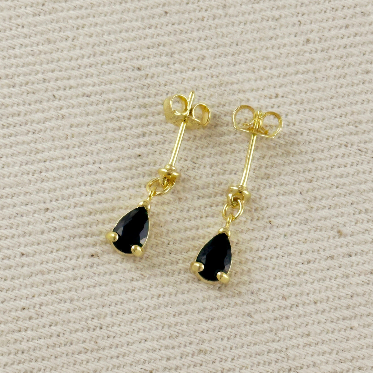 18k Gold Filled Colored CZ Teardrop Earrings – Black
