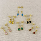 18k Gold Filled Colored CZ Teardrop Earrings
