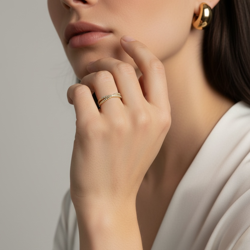 Mondsee 18K Gold Filled CZ X Ring | 18k Gold Filled Jewelry