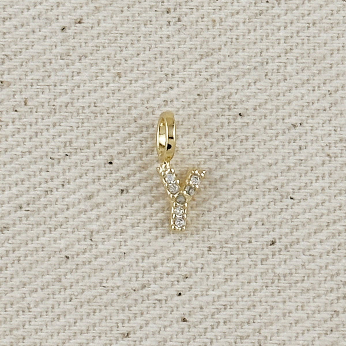 18k Gold filled Micro CZ Initial Letter Charm – Y