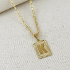 18k Gold Filled Vintage Diamond Cut Initial Plate Pendant