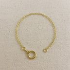 18k Gold Filled Rolo Chain With Round Clicker Clasp Bracelet