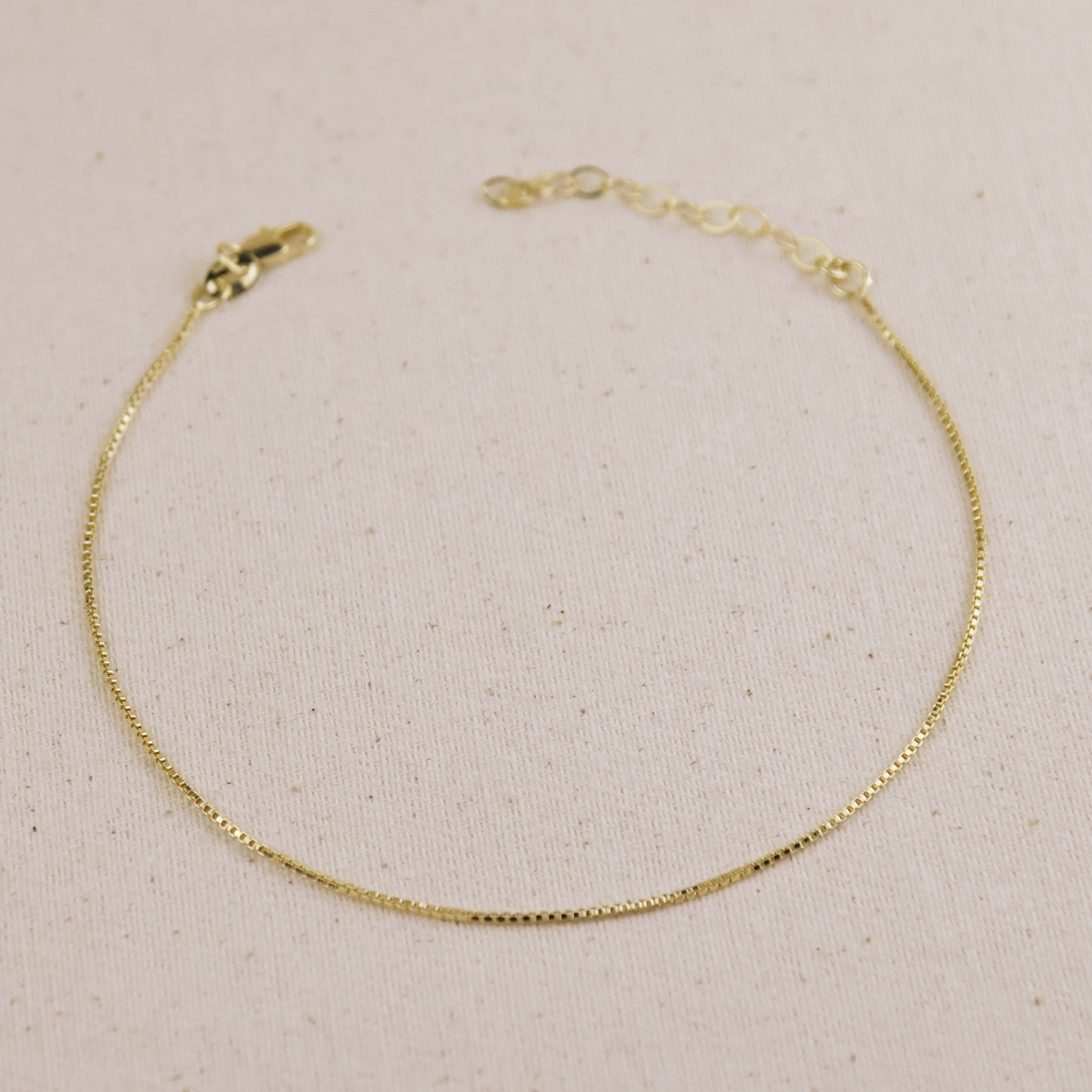 Mondsee 18k Gold Filled 1mm Box Anklet | 18k Gold Filled Jewelry