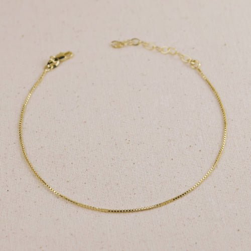 Mondsee 18k Gold Filled 1mm Box Anklet | 18k Gold Filled Jewelry