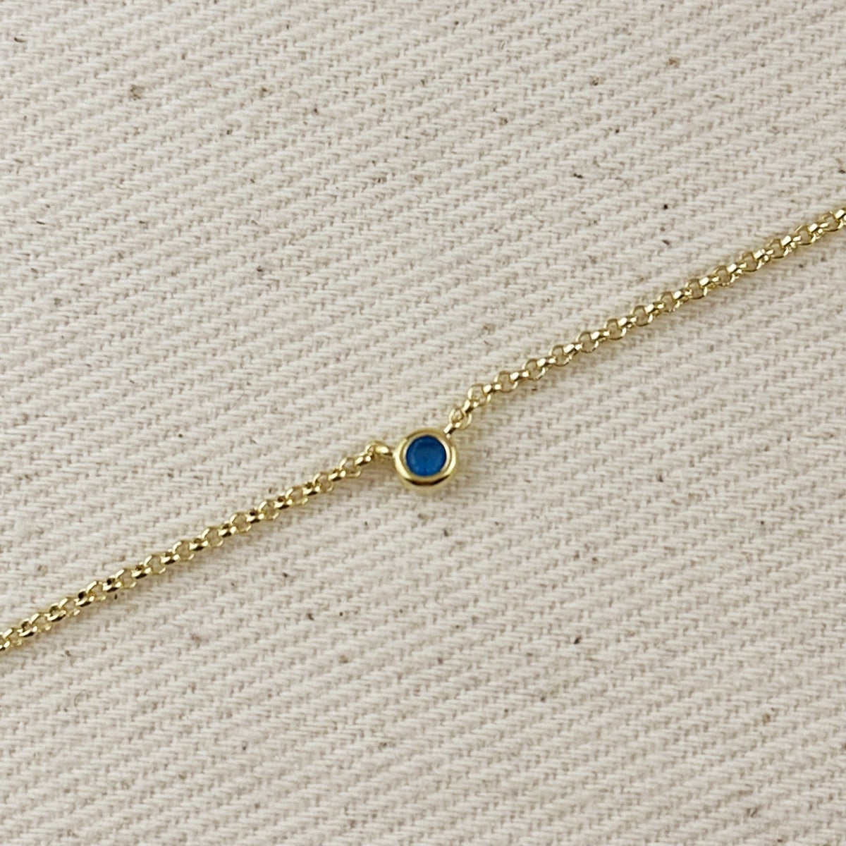 18k Gold Filled Dainty Bezel CZ Birthstone Necklace – December