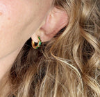 18k Gold Filled Colored Baguette CZ Clicker Hoop Earrings