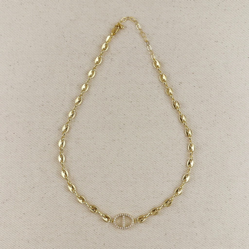 Mondsee 18k Gold Filled Cubic Zircon Accent Mariner Choker Necklace | 18k Gold Filled Jewelry