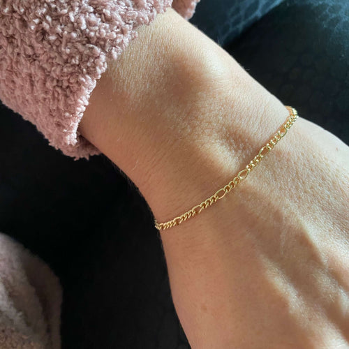Mondsee 18k Gold Filled 2mm Rounded 3x1 Figaro Chain Bracelet | 18k Gold Filled Jewelry