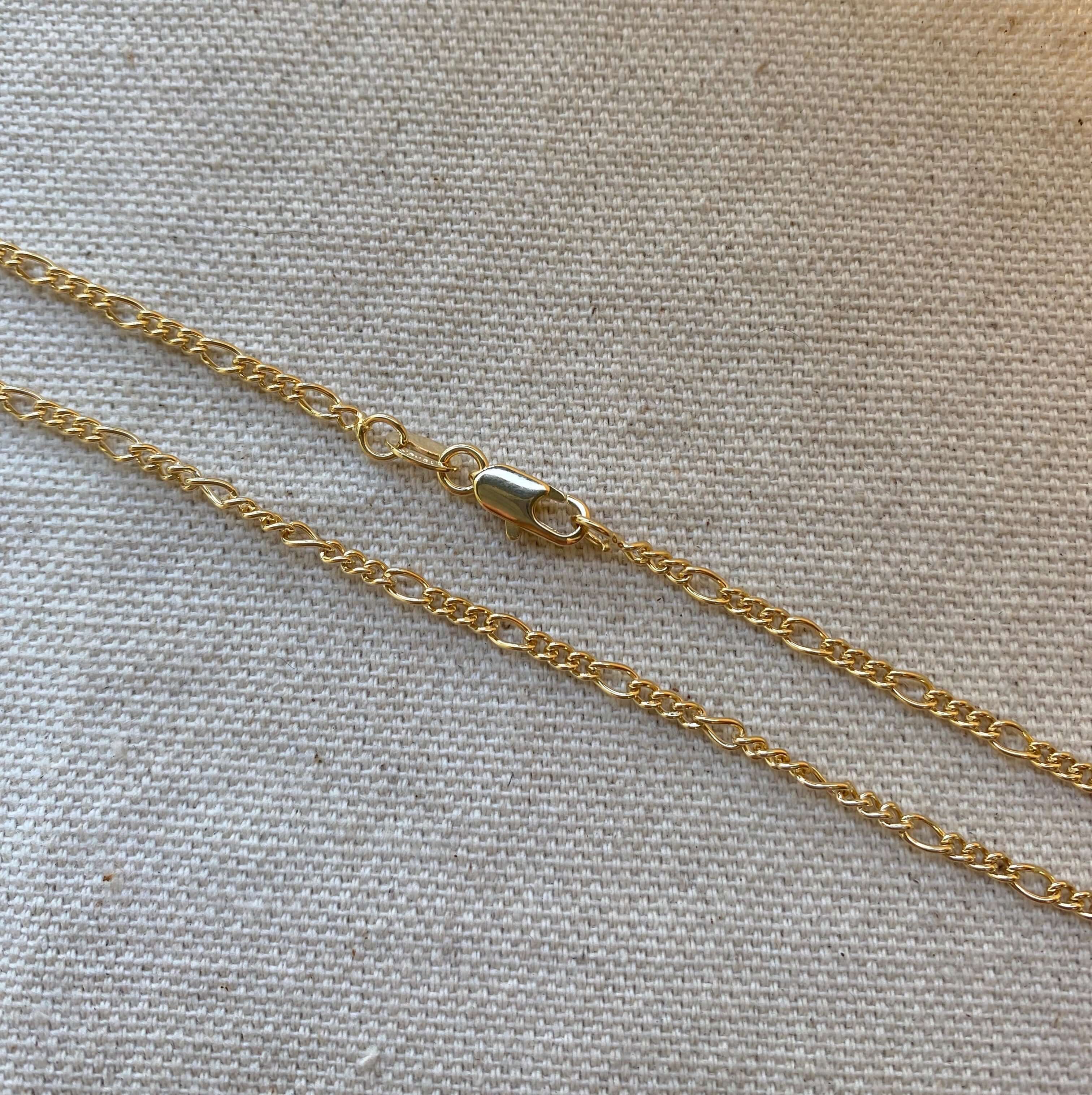 Mondsee 18k Gold Filled 2mm Rounded 3x1 Figaro Chain Bracelet | 18k Gold Filled Jewelry