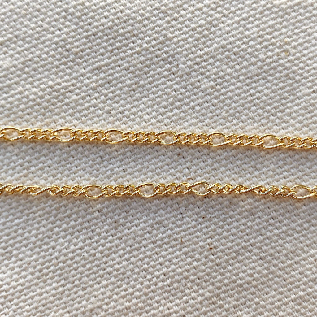 Mondsee 18k Gold Filled 2mm Rounded 3x1 Figaro Chain Bracelet | 18k Gold Filled Jewelry