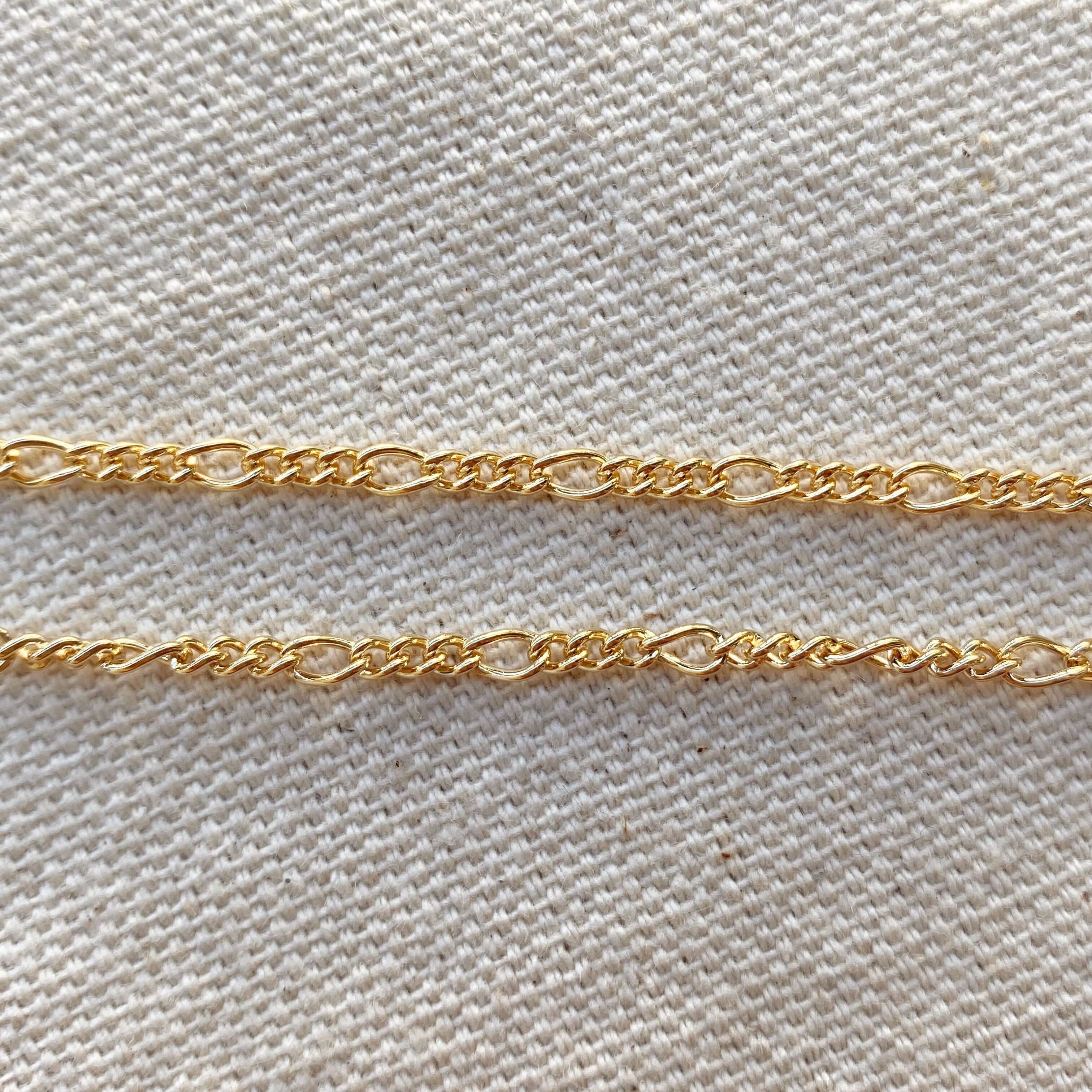 Mondsee 18k Gold Filled 2mm Rounded 3x1 Figaro Chain Bracelet | 18k Gold Filled Jewelry