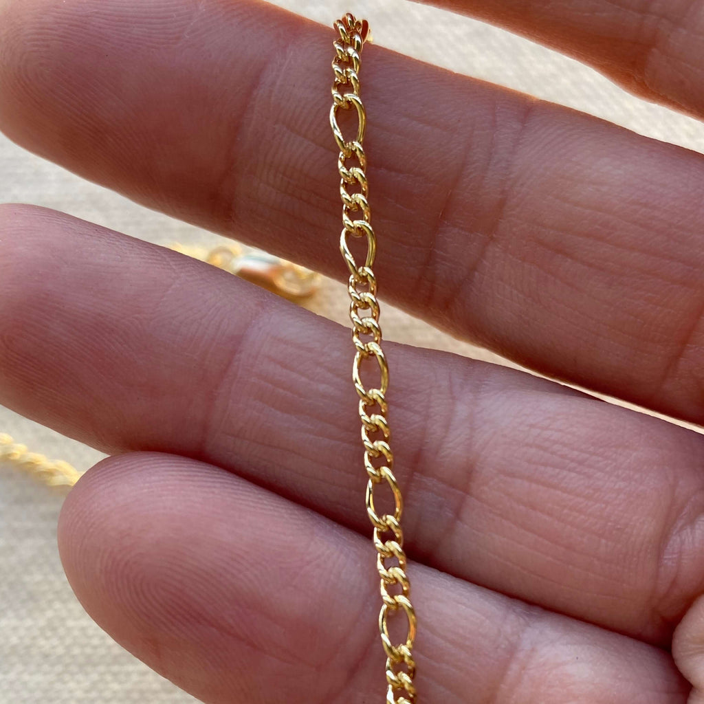 Mondsee 18k Gold Filled 2mm Rounded 3x1 Figaro Chain Bracelet | 18k Gold Filled Jewelry