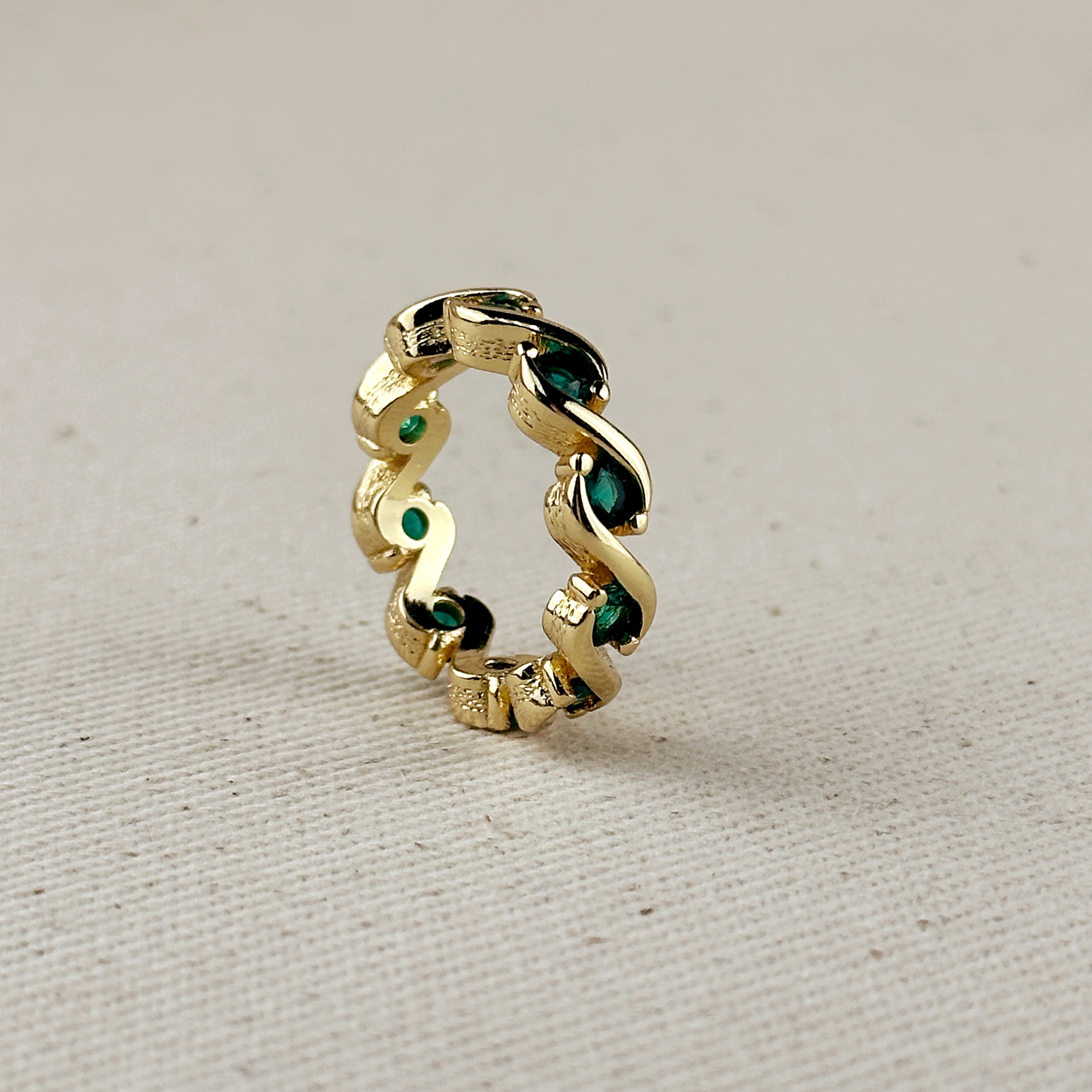 Mondsee 18k Gold Filled Colored CZ Wave Eternity Band Ring | 18k Gold Filled Jewelry