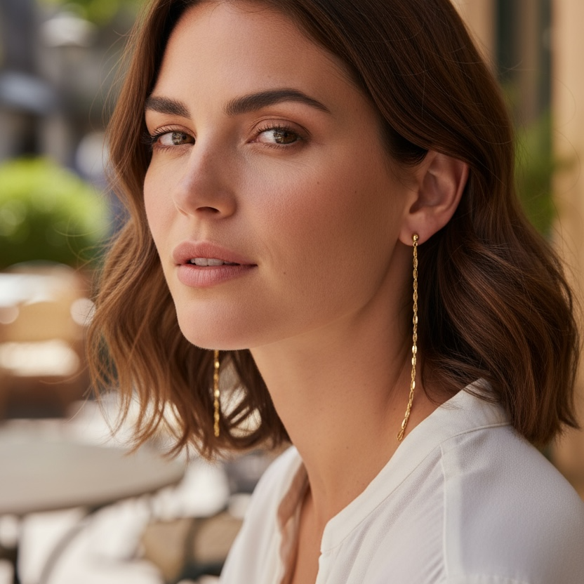 Mondsee 18k Gold Filled Detailed Chain Drop Earrings | 18k Gold Filled Jewelry
