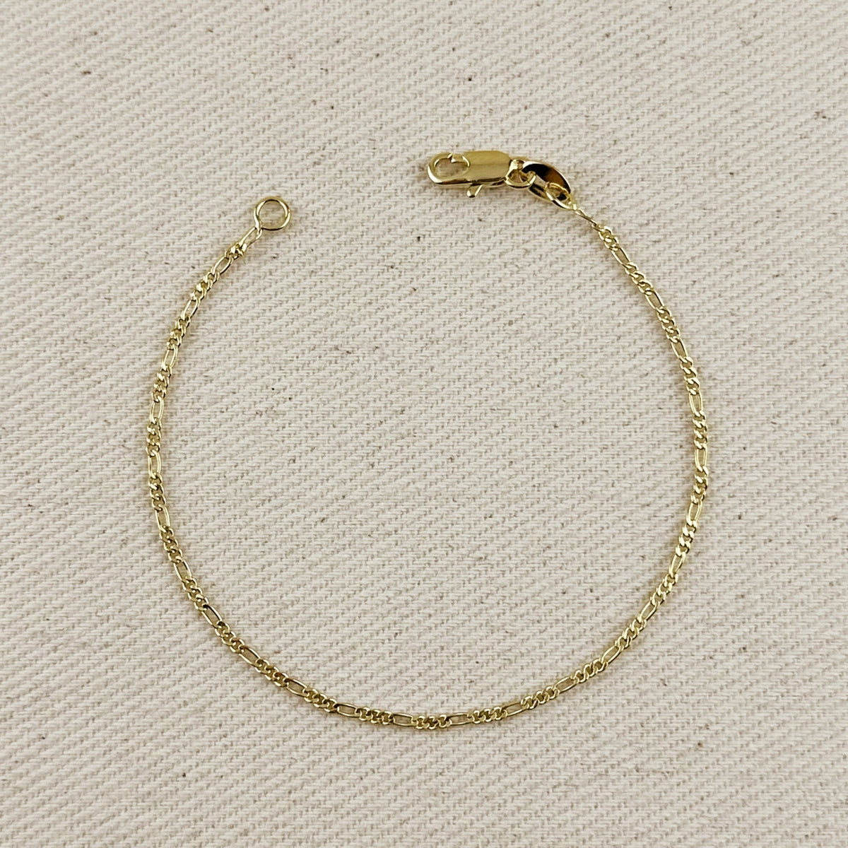 18k Gold Filled 1.5mm Figaro Chain Bracelet