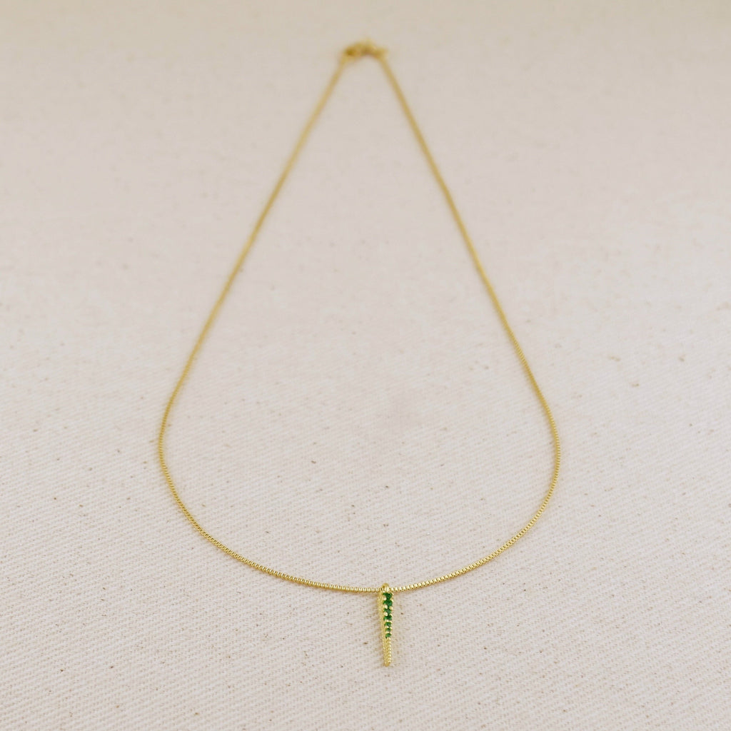 Mondsee 18k Gold Filled Emerald CZ Spear Necklace | 18k Gold Filled Jewelry