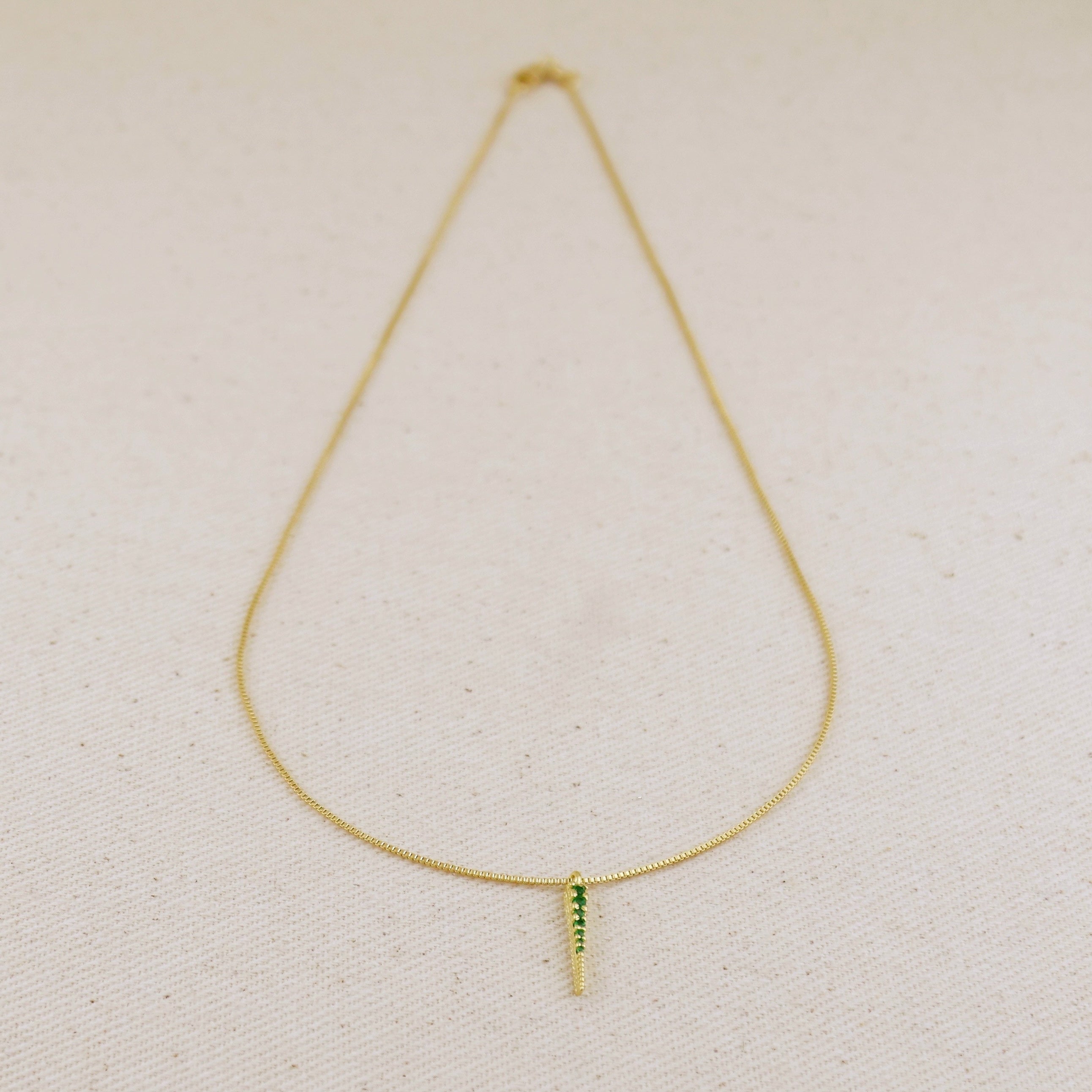Mondsee 18k Gold Filled Emerald CZ Spear Necklace | 18k Gold Filled Jewelry