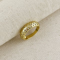 18k Gold Filled Pave Set CZ Dome Ring
