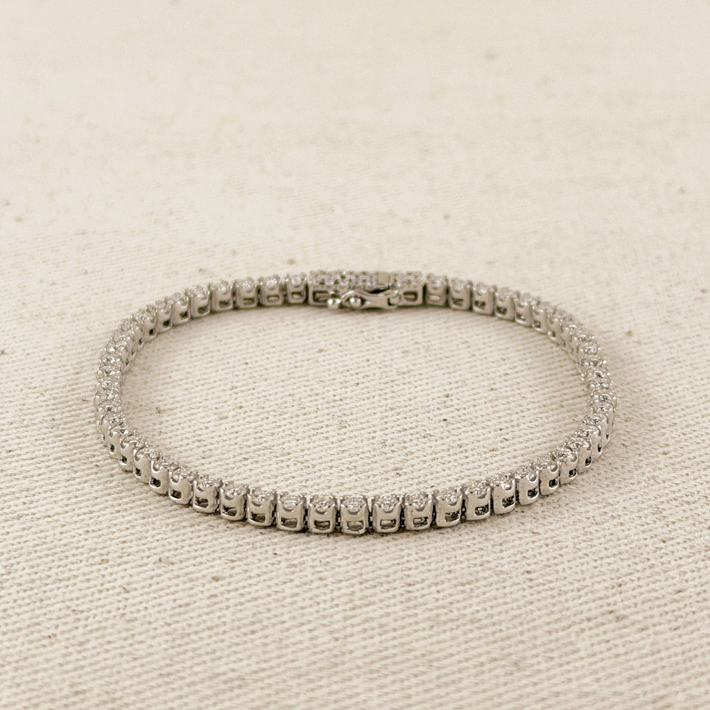 .925 Sterling Silver Rhodium Plated 2.25mm Moissanite Tennis Bracelet